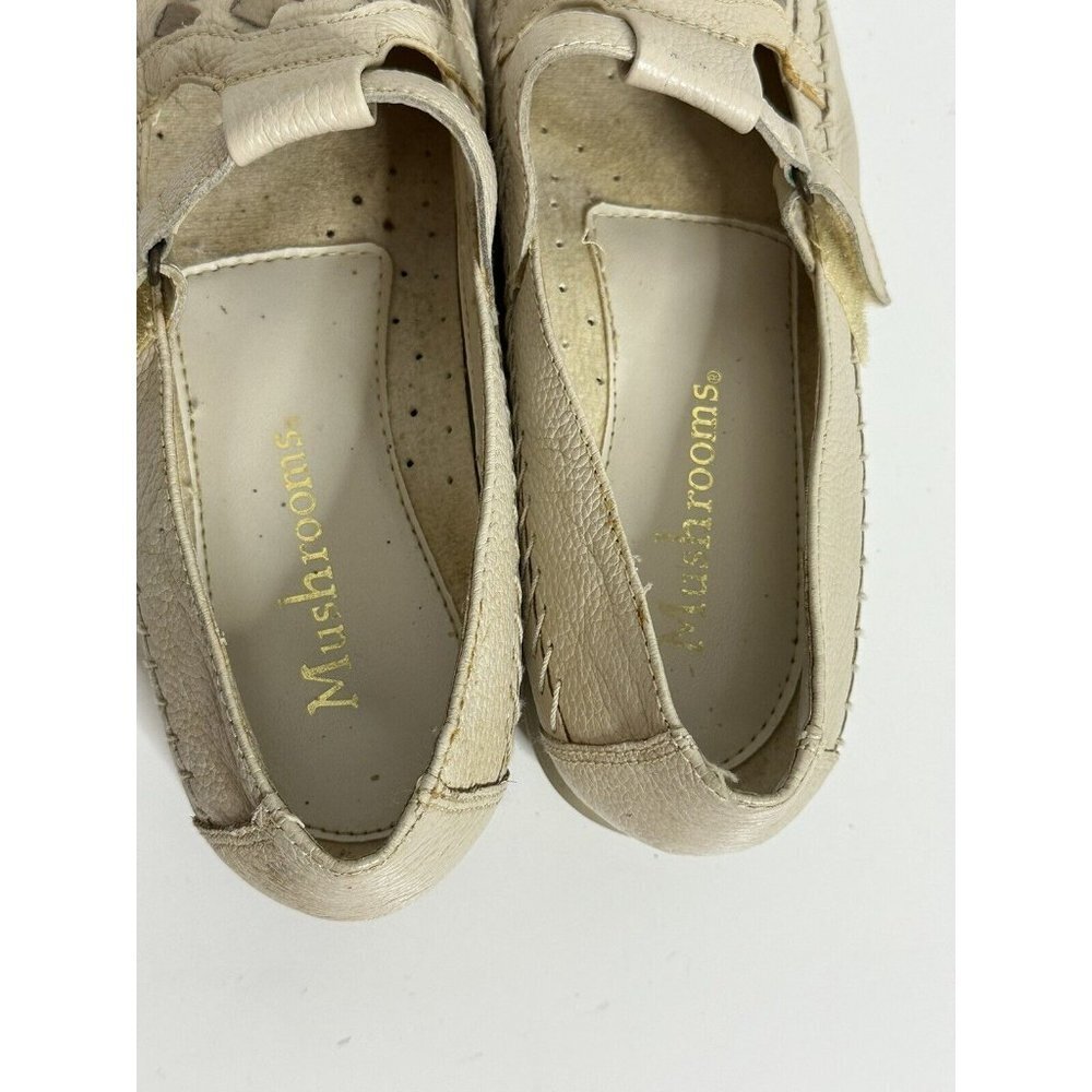 Mushrooms Vintage Woven Leather‎ Women’s Maryjane Comfort Loafers 8M Cream Color - Picture 5 of 7